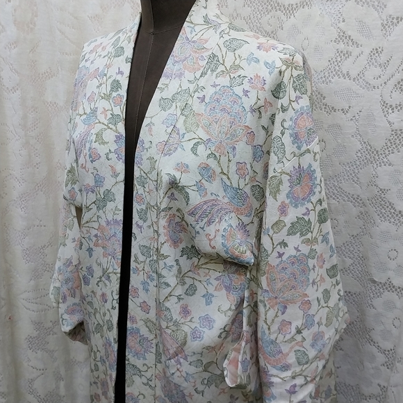 Vintage Jackets & Coats Vintage Japanese Silk Chirimin Hand Sewn Kimono Sleeve Haori Jacket